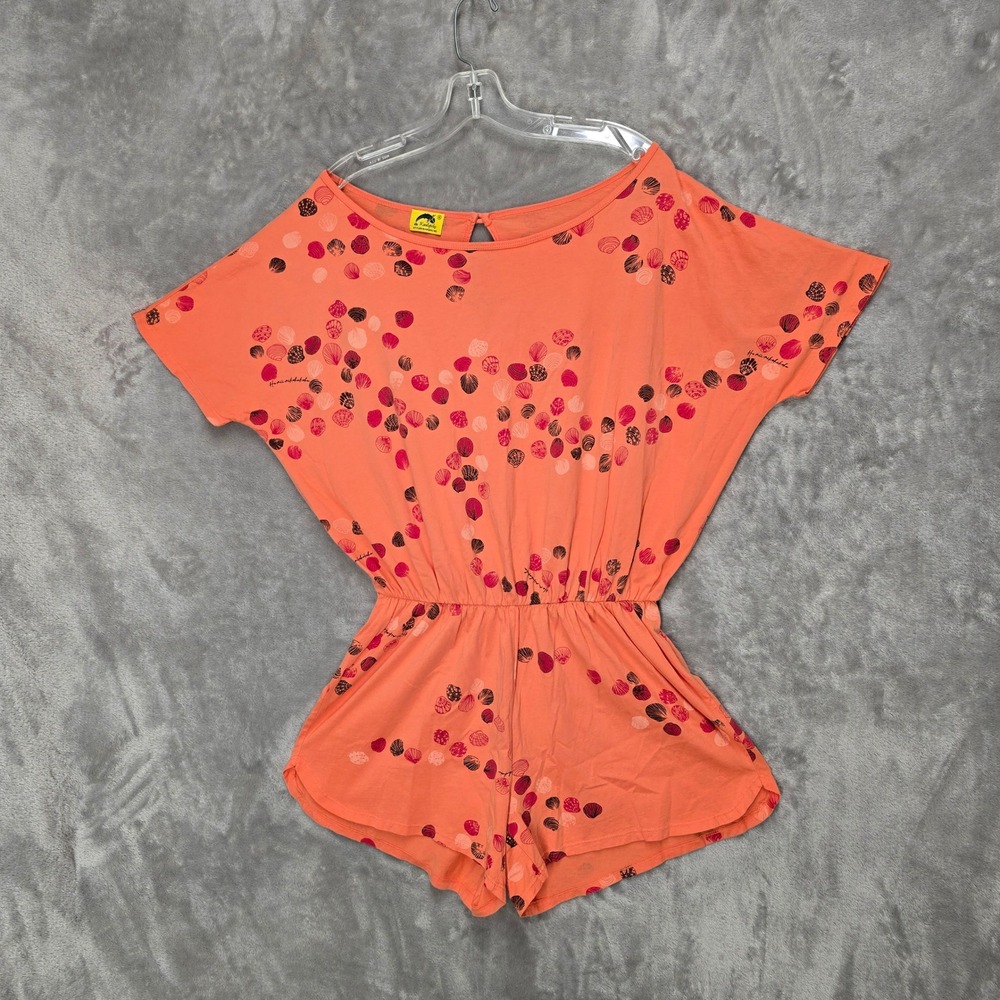 Kealopiko Romper Womens M Orange Shell Organic Cotton Hawaii Sustainable Coastal